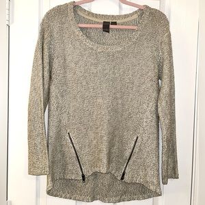 Olive Beige Sweater with Zipper Detailing